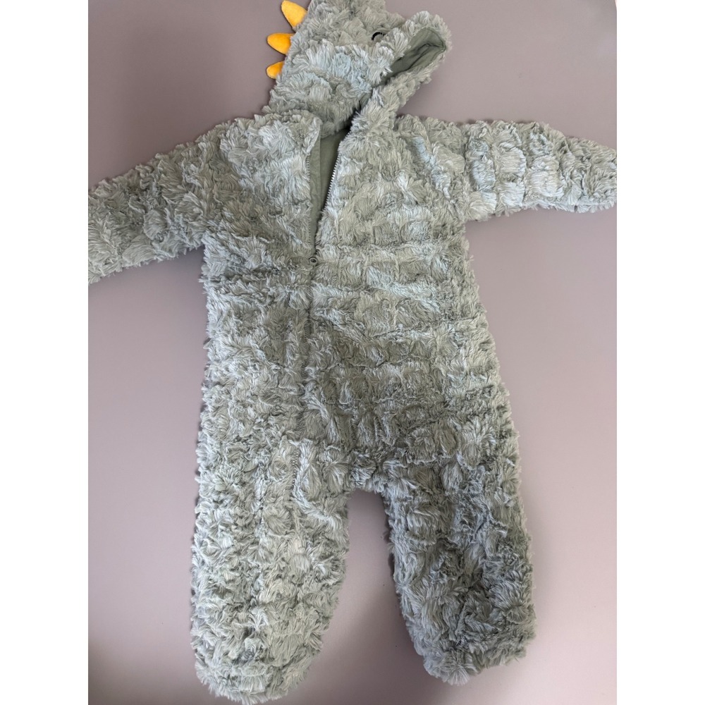 Koala Baby Dinosaur Hooded Pram Suit Sage Green Faux Fur 9-12 Months